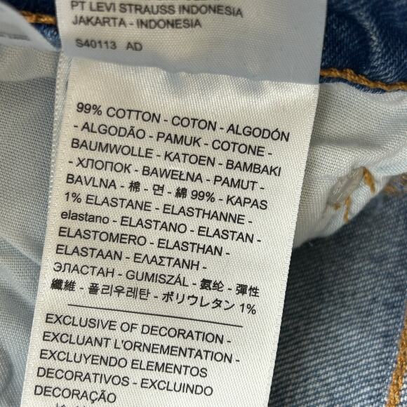 Levi's 501 S Skinny Blue Stretch Denim Ankle Jeans Button Fly Women's Size 31x28 - Picture 9 of 11